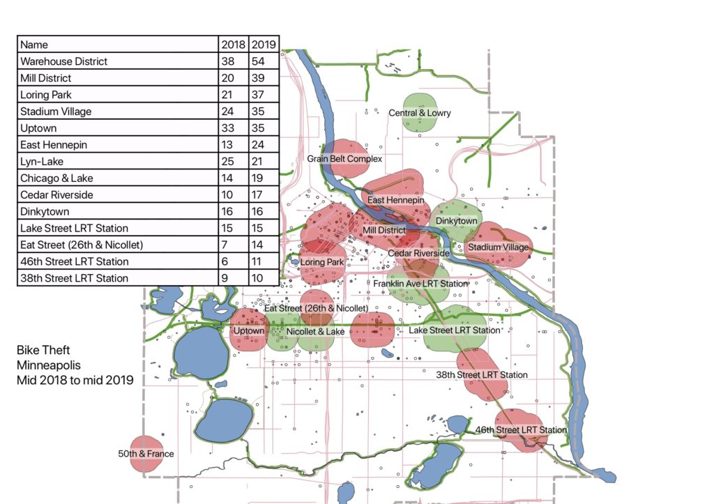 Map of bike theft in Minneapolis