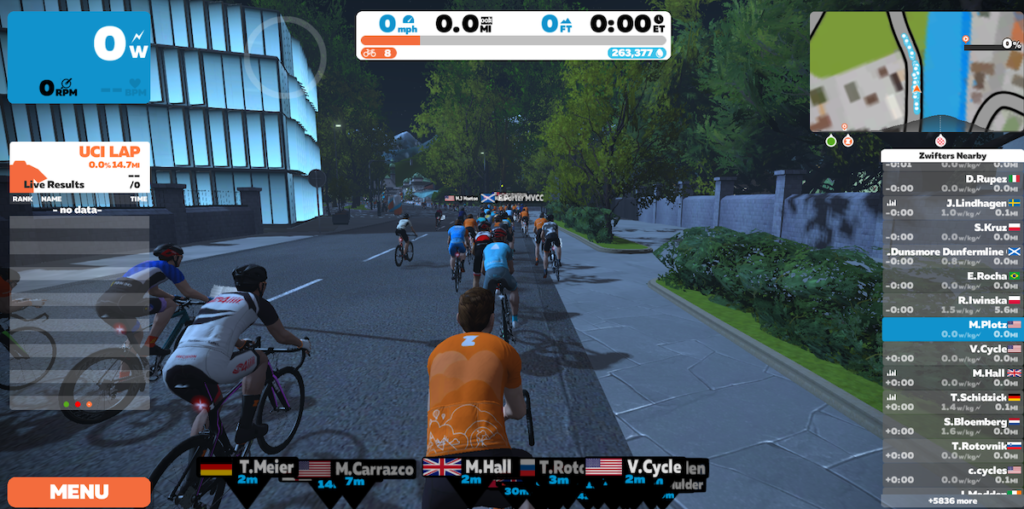 rider screen for zwift